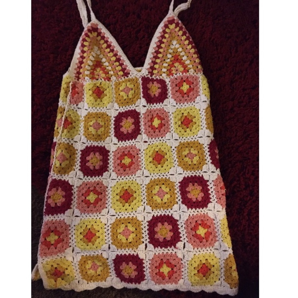 sunflower crochet mini dress.